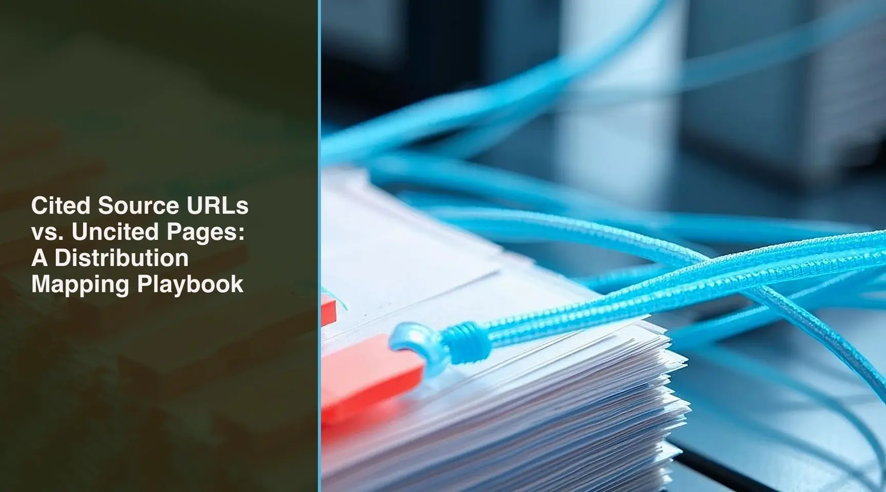 Cited Source URLs vs. Uncited Pages: A Distribution Mapping Playbook: A technical editorial cutaway of a routing workstation where coral-tagged source cards are systematically.