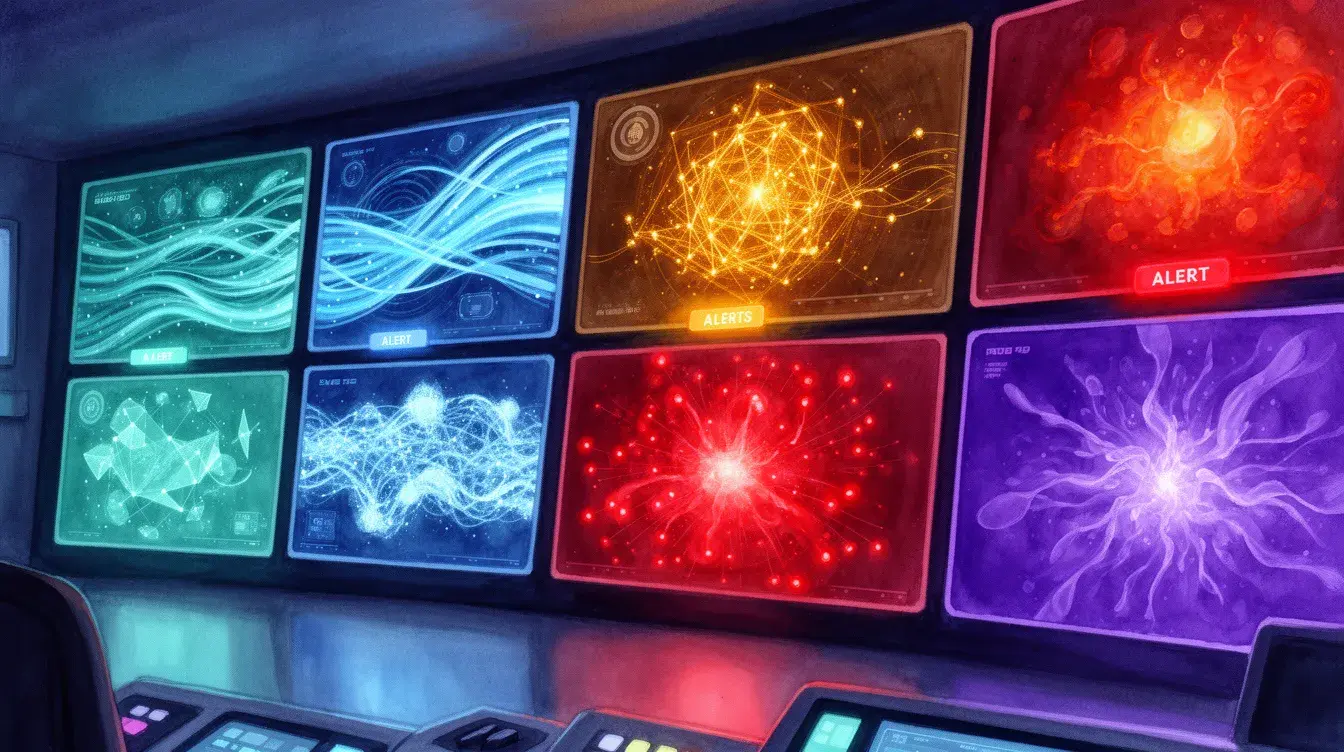 Futuristic monitoring wall tracking brand mentions across AI engines — Choose Brand Visibility Citation Monitoring.
