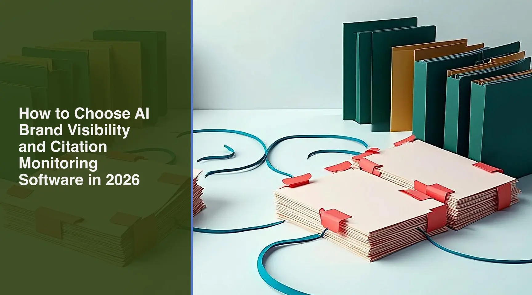 How to Choose AI Brand Visibility and Citation Monitoring Software in 2026: A precise overhead cut-paper layout comparing two distinct document piles to validate a data filtration.