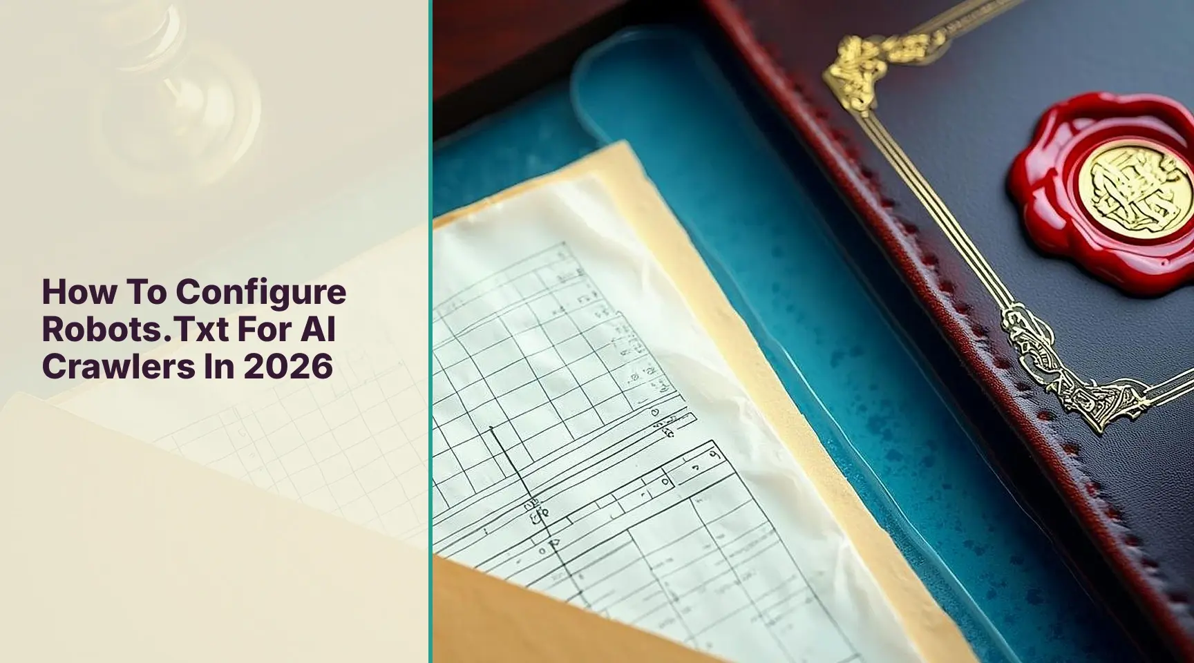 How To Configure Robots.Txt For AI Crawlers In 2026: An overhead macro view of a forensic evidence desk where a single manila folder travels sequentially through a precise.