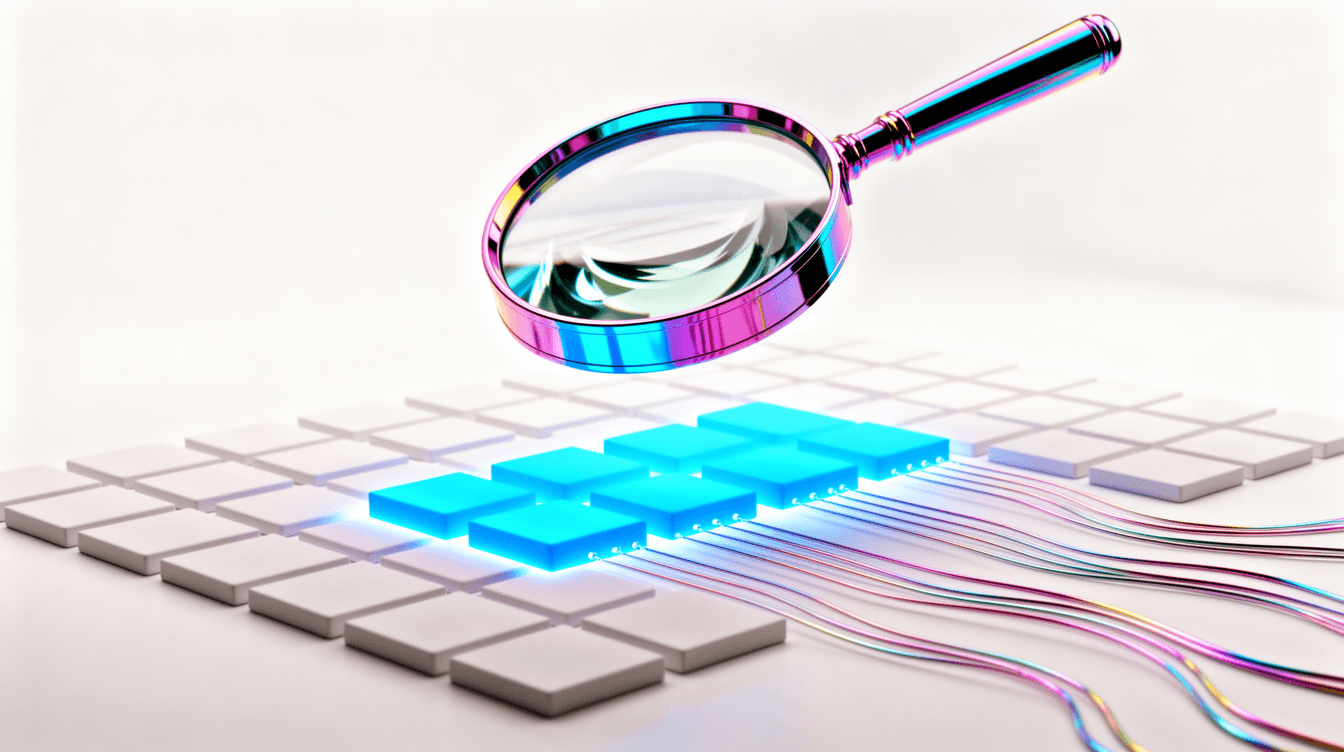Magnifying glass inspecting Google AI Overview search result highlights — Recover Citations Google Overviews.