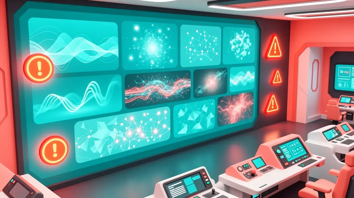 Futuristic monitoring wall tracking brand mentions across AI engines — Quarterly Citation Review Content Teams.
