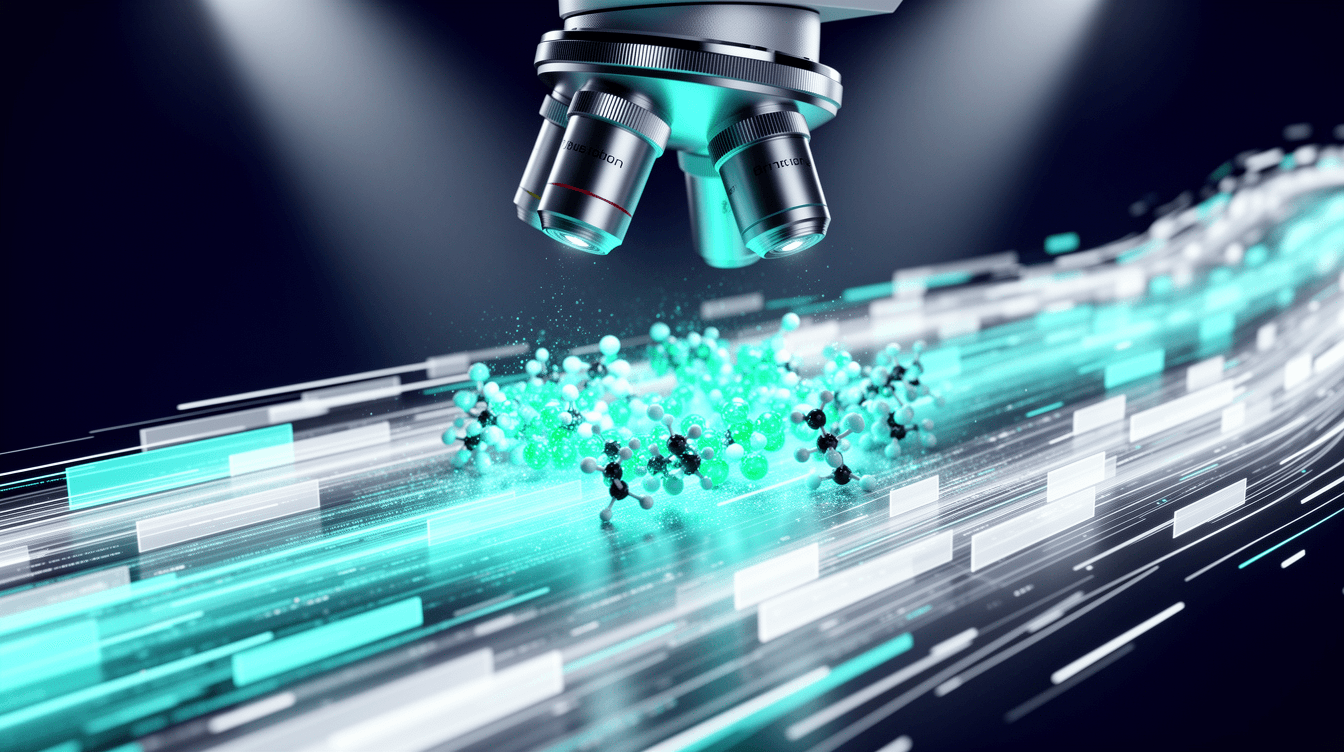 Scanning microscope detecting brand-name signals in AI-generated text — Write Content Google Overviews Actually.